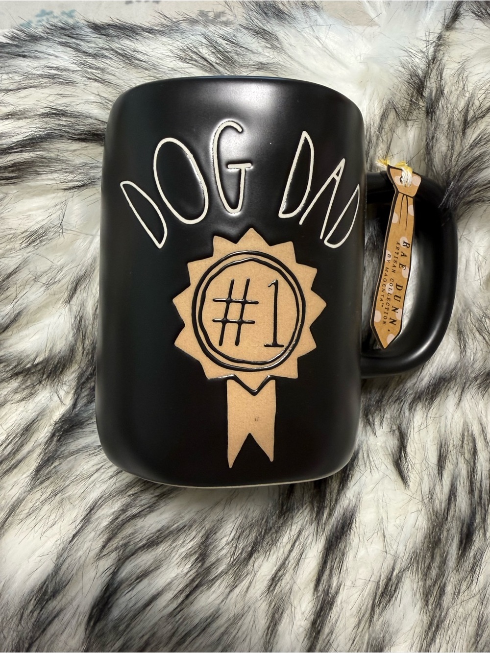 Rae Dunn Black "Dog Dad #1" Matte Ceramic Coffee Mug